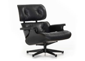 An Image of Vitra Tall Eames Lounge Chair in Black Ash & Black Leather