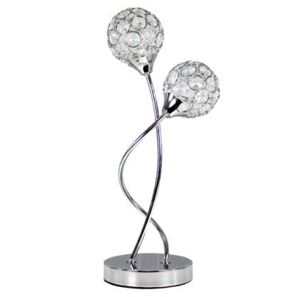 An Image of Sphere 2 Light Glass Table Lamp Silver