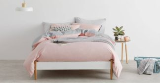 An Image of Solar Cotton Reversible Duvet Cover + 2 Pillowcase, Double, Pink/Grey UK