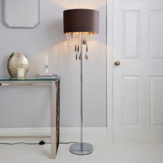 An Image of Halle French Velvet Jewel Charcoal Floor Lamp Charcoal and Clear