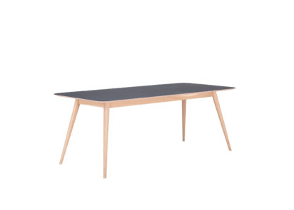 An Image of Gazzda Linn Dining Table Dark Olive Linoleum 160x90x75cm