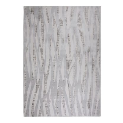 An Image of Linear Luxe Silver Rug Silver