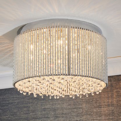 An Image of Endon Galina 10 Light Crystal Flush Fitting Chrome Chrome