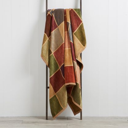 An Image of Thermosoft Checked 220cm x 240cm Blanket Chocolate Brown