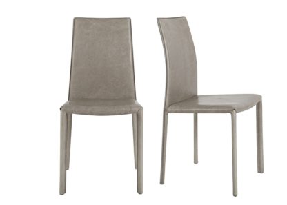 An Image of Heal's Byron Pair of Dining Chairs Grey Leather