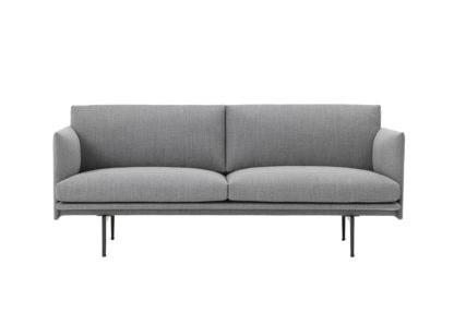 An Image of Muuto Outline 2 Seater Sofa Kvadrat Remix 163 Dark Grey