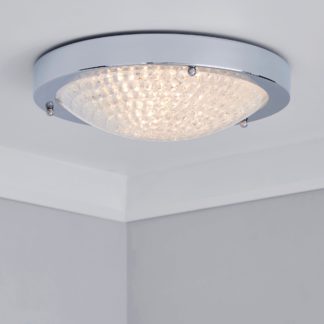 An Image of Aegean Crystal Bathroom Flush Ceiling Fitting Clear and Chrome