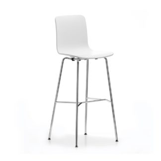 An Image of Vitra Hal Bar Stool White Shell Chrome Base High