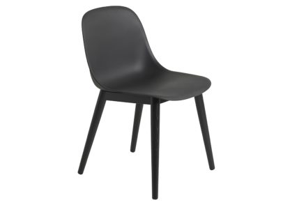 An Image of Muuto Fiber Side Chair Wood Base Normal Shell Dusty Green