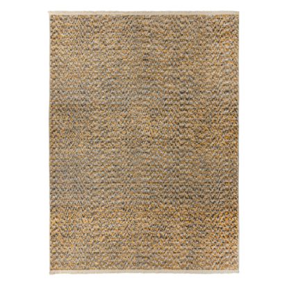 An Image of Lota Rug Yellow, Grey and White