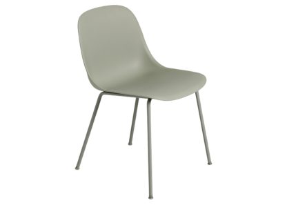 An Image of Muuto Fiber Side Chair Tube Base Normal Shell Natural White