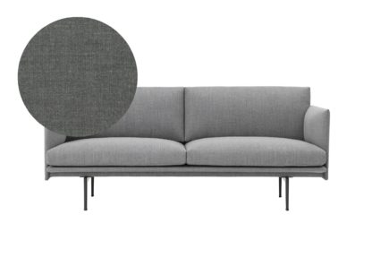 An Image of Muuto Outline 2 Seater Sofa Kvadrat Remix 163 Dark Grey