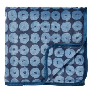 An Image of Helena Springfield Moda Lilum Fleece Indigo Throw Blue