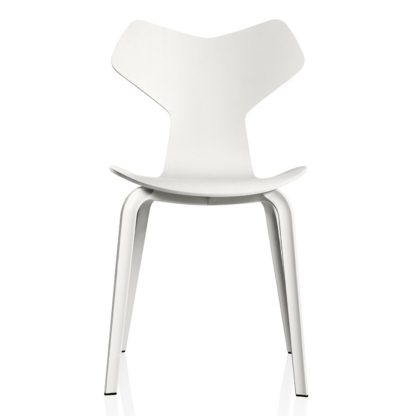 An Image of Fritz Hansen Grand Prix Side Chair 4130 White Ash 105 Wood Legs