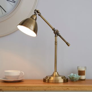 An Image of Lever Arm Antique Brass Desk Lamp Bronze