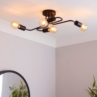 An Image of Kacy 4 Light Black Flush Ceiling Fitting Black