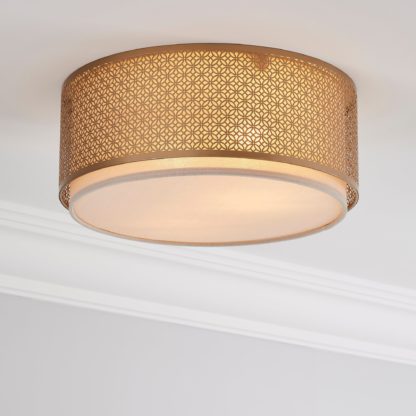 An Image of Vienna Flush Ceiling Fitting Champagne