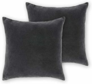 An Image of Lorna Set of 2 Velvet Cushions, 45 x 45cm, Charcoal Grey