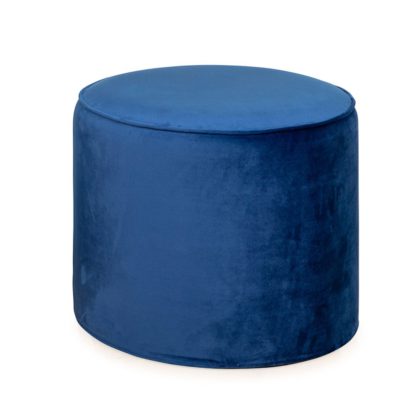 An Image of Heal's Cayo Pouffe Smart Velvet Blue