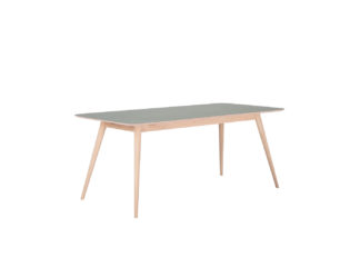 An Image of Gazzda Linn Dining Table Dark Olive Linoleum 160x90x75cm