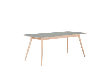 An Image of Gazzda Linn Dining Table Dark Olive Linoleum 160x90x75cm