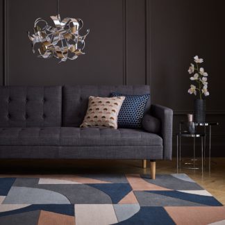 An Image of Ren Geometric Wool Rug Blue and Brown