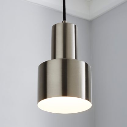 An Image of Cole Brushed Metal Pendant Ceiling Fitting Silver