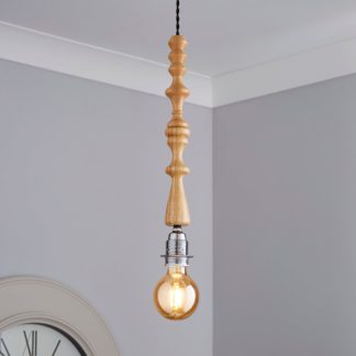 An Image of Elements Flac 1 Light Wooden Flex Light Fitting Natural