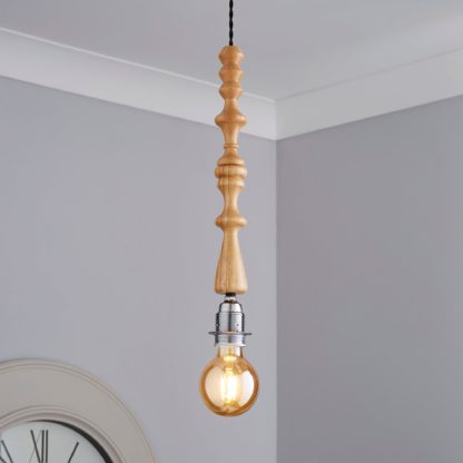 An Image of Elements Flac 1 Light Wooden Flex Light Fitting Natural