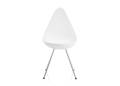 An Image of Fritz Hansen Drop Side Chair White Powder Coated Legs