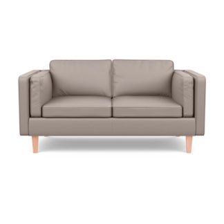 An Image of Heal's Chill 2 Seater Sofa Leather Grain Light Grey 060 Natural Feet