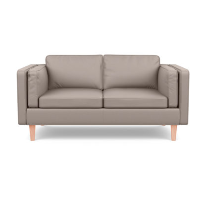 An Image of Heal's Chill 2 Seater Sofa Leather Grain Light Grey 060 Natural Feet