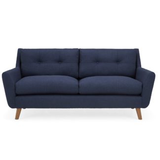 An Image of Halston Fabric 3 Seater Sofa Blue