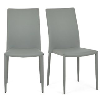An Image of Axel Set of 2 Dining Chairs Grey PU Leather Grey