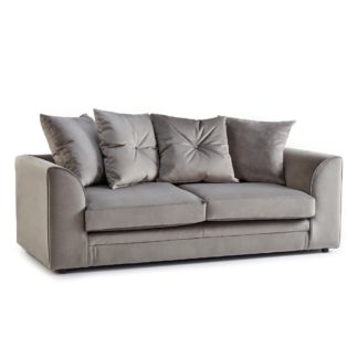 An Image of Blake 3 Seater Grey Velvet Sofa Grey