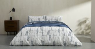 An Image of Bakari Cotton Duvet cover + 2 Pillowcases, Double, Indigo UK