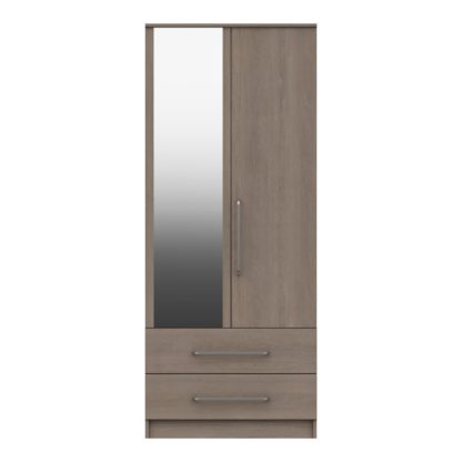 An Image of Parker Beige 2 Door Combi Wardrobe Dark Wood (Brown)