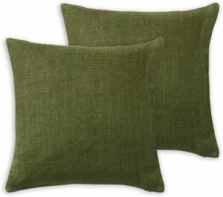 An Image of Adra Set of 2 100% Linen Cushions, 50 x 50cm, Fir Green