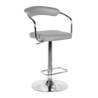 An Image of Houston Bar Stool Grey PU Leather Grey