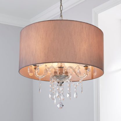 An Image of Livia 3 Light Jewel Shaded Grey Chandelier Silver