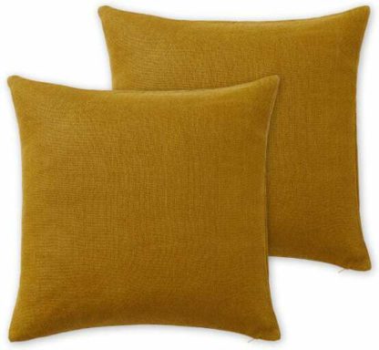 An Image of Adra Set of 2 100% Linen Cushions, 50 x 50cm, Dark Mustard