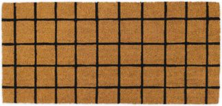 An Image of Roel Coir Doormat, Extra Long 50 x 110cm, Natural & Black Grid