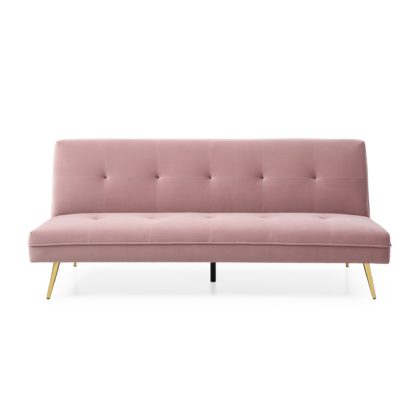 An Image of Juno Velvet Sofa Bed - Blush Blush