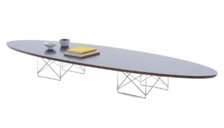 An Image of Vitra ETR Table Black with Laminate Chrome Base