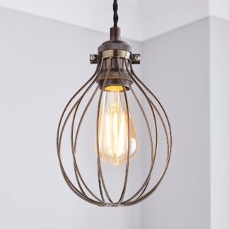 An Image of Charlie Industrial Bulb Cage Pewter