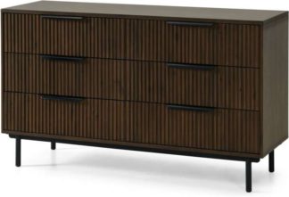 An Image of Anwick Wide Chest of drawers, Dark Stain Acacia & Black