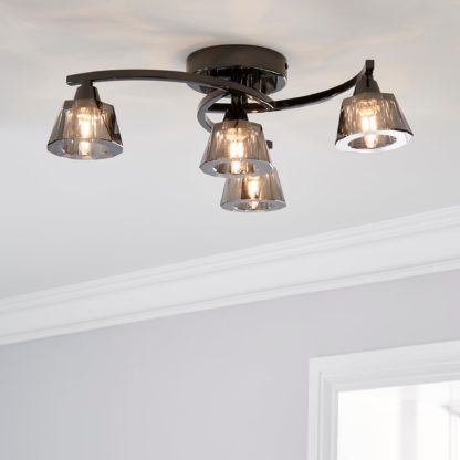 An Image of Vanessa Smoked 4 Light Flush Ceiling Fitting Grey