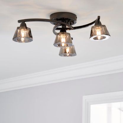7b3e679f795549213dcca566b67c81825606b72664dd926c8b41e93fa4c7bd3f-1.jpg An Image of Vanessa Smoked 4 Light Flush Ceiling Fitting Grey