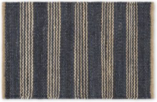 An Image of Arnin Jute Striped Doormat, Large 60 X 90cm, Indigo Blue