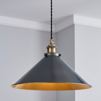 An Image of Logan 1 Light Grey Industrial Ceiling Fitting Brass and Black
